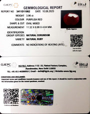 3.96/CT Natural Mozambique Ruby with Govt. Lab Certificate (12210)